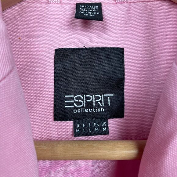 Esprit Trench Coat Jacket Size‎ M Bubblegum Pink Twill Mid Length Barbiecore Y2K - Picture 2 of 16